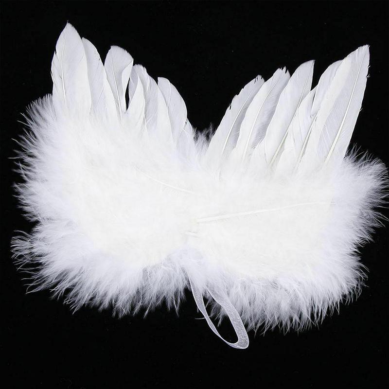 Angel Wings White Feather Newborn Baby Photo Props Christmas Hanging Ornaments Stage Show Masquerade Party Decoration