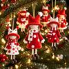 Holiday Home Decor Red And White Doll Hanging Pendants for Christmas Tree, Decorative Wooden Girls Classroom Decorations Ornament, Seasonal