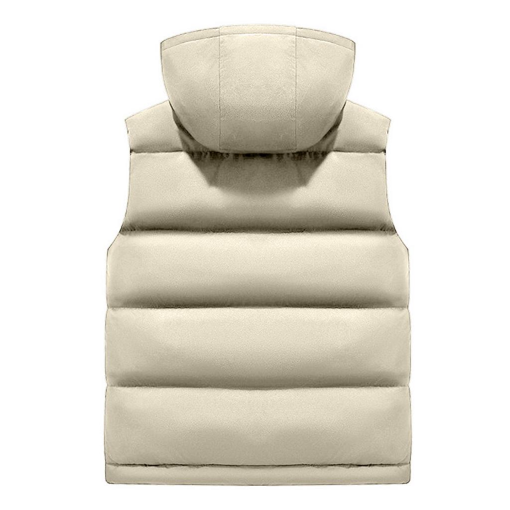 Men's Casual Solid Color Inner Camouflage, Cotton Thickened Windproof Vest, Men's Stand-up Collar Hooded Sleeveless Vest Jacket