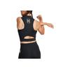 Under Armour Anywhere Run Solid Color Small Logo Half High Neck Pullover Short Sleeveless Vest Women Tops Black 1386344-001