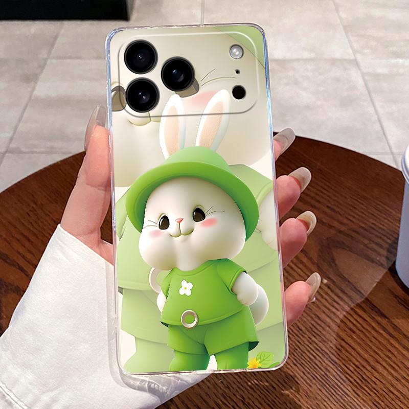 Для чехла iPhone 17 Pro Max iphone17 Прозрачный Люксовый Милый Чехол с Кроликом Любовь Мягкий Силиконовый Чехол для Телефона Для iPhone 17Pro Max Air Fundas