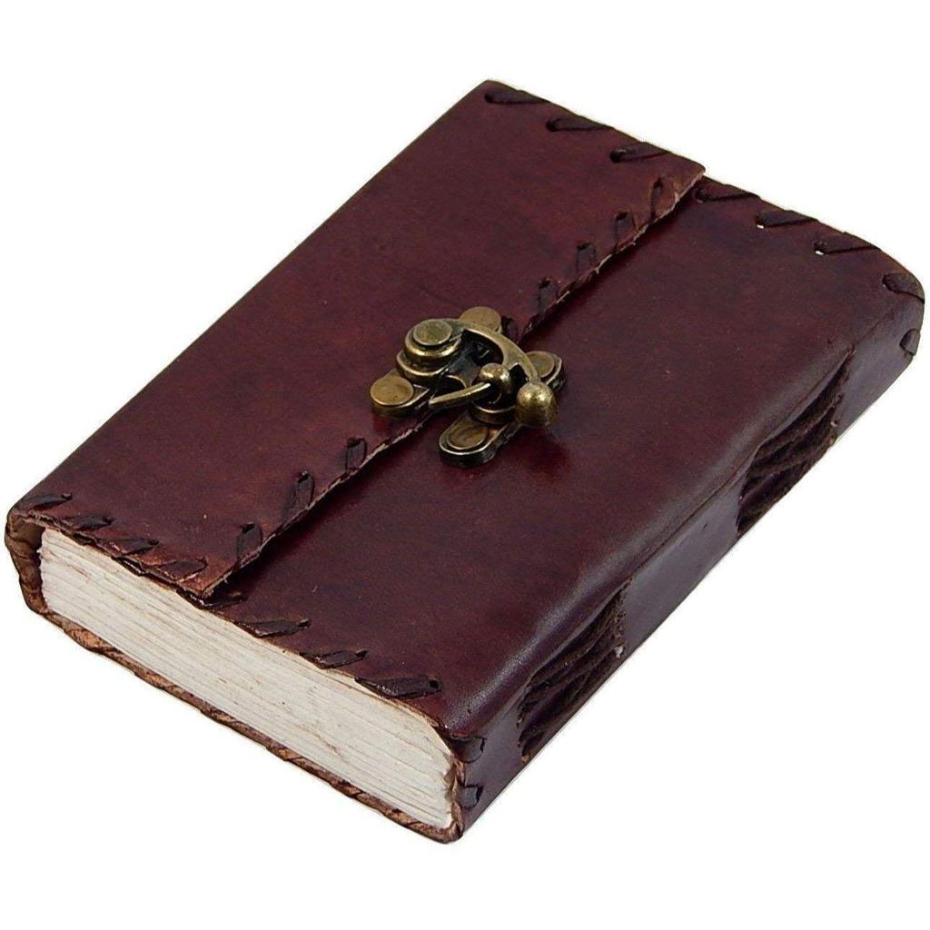 Handmade Embossed Travel Diary with Classic Style/Formate With Hook - Brown. Size 5X7 Inches.