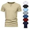Summer Casual T-shirt Men's Fashion Trend Sports Slim Solid Color V-neck Pocket Men's Top
