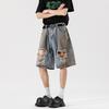 New Spring and Summer Loose Denim Mid-trousers Men's Shorts 5 Minutes