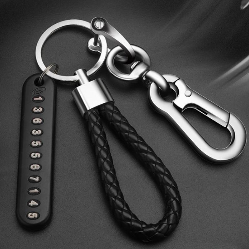 Braided Pendant Keychain Gift For Husband High Car Key Ring Anti Lost Number
