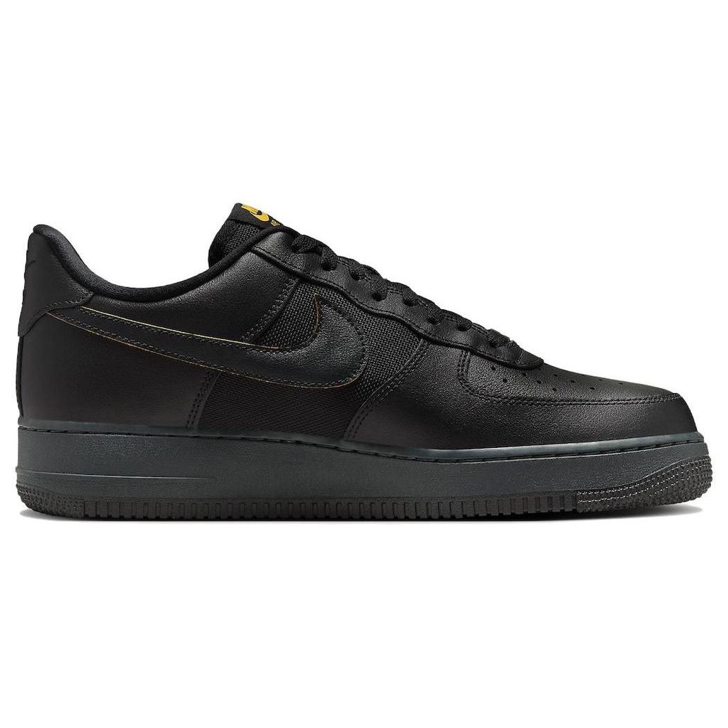 Nike Air Force 1 07 Черные университетские золотые мужские кроссовки темно-дымчато-серые FZ4617-001
