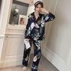 Ice Silk Long-sleeved Women's Pajamas Sexy Korean Style Cute Spring and Summer Plus Size M-5XL Two-piece Suit