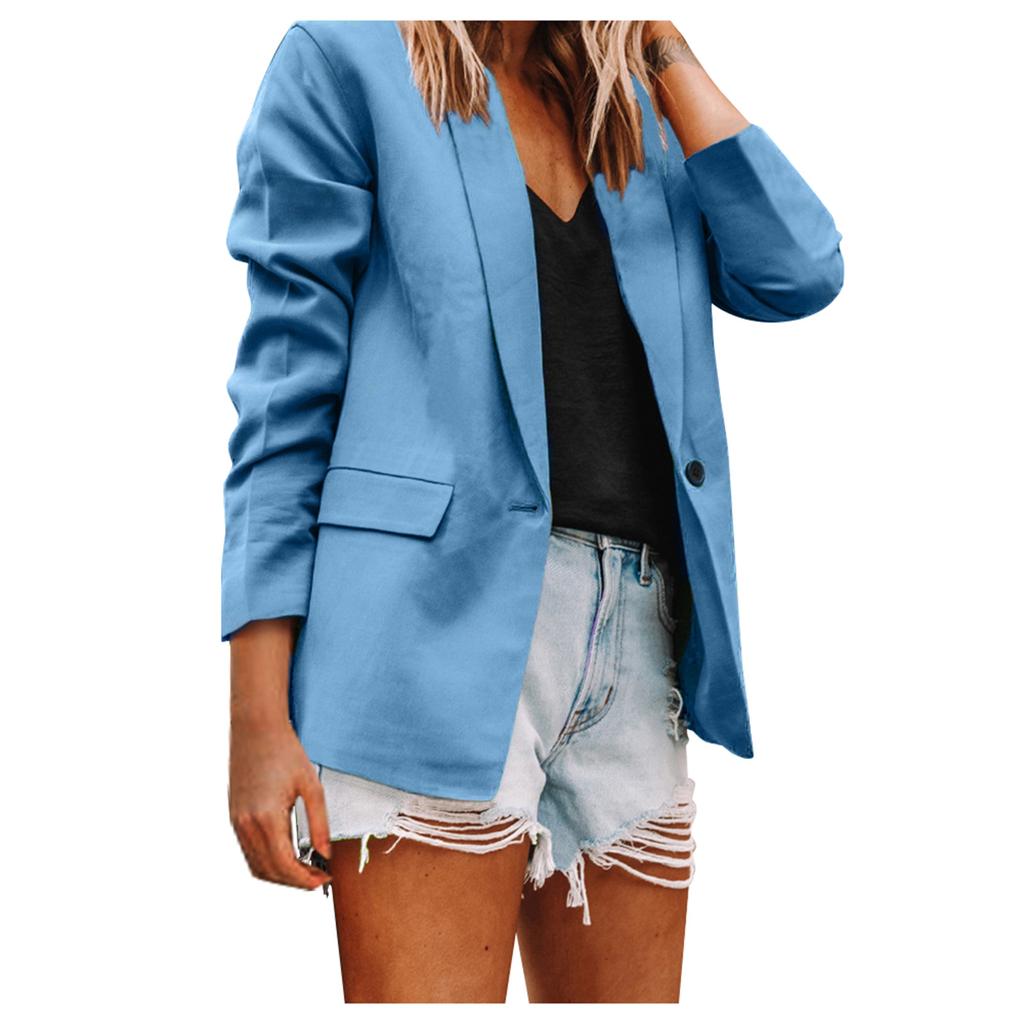 Women's Casual Open Front Cardigan Long Sleeve Button Work Jacket Coat