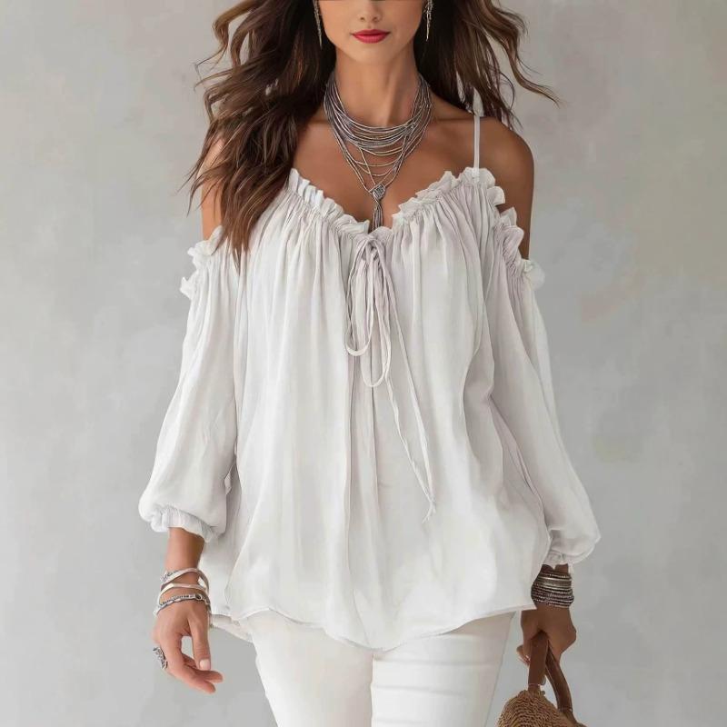 Women S Ruffled Collar Long Sleeve Casual Blouse