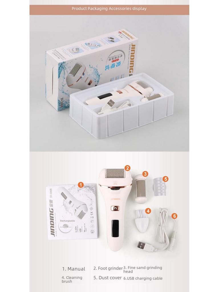 Электрическая шлифовальная машинка для ног с подсветкой для удаления омертвевшей кожи и мозолей; Инструмент для педикюра с камнем.