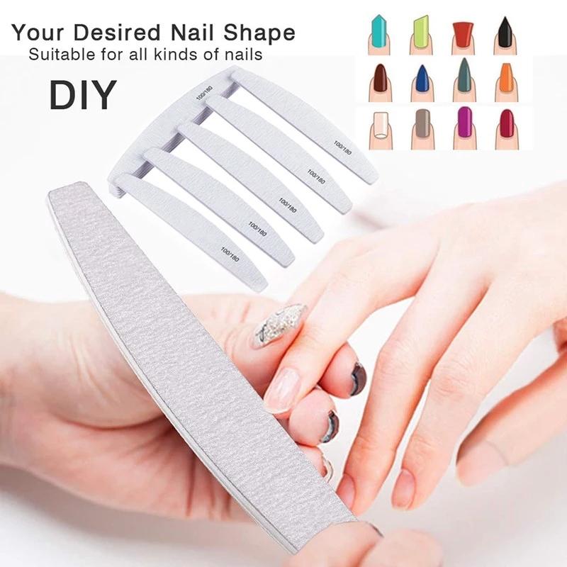 Пилка для ногтей Баф Двусторонняя пилка-баф 100/180 Триммер Лайм Баф Акриловая пилка для ногтей Инструменты для нейл-арта