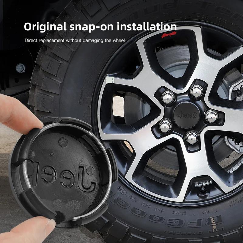 For Jeep 4Pcs Car Wheel Hub Cover Rim Center Cap Auto Accessories For Jeep Grand Cherokee Wrangler JK Gladiator Compass Reneg