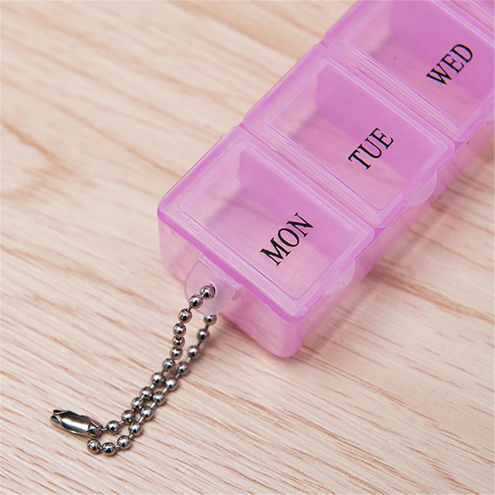 Hot Portable 7 Day Pill Box Weekly Tablet Holder Storage Container Case Travel Medicine Splitters 3 Colors Pill Case Organizer