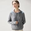 Элегантный женский кашемировый свитер с капюшоном - Стиль зима 2026, Однотонный, Плотная основа, Свободный крой, Стройнящая вязаная одежда