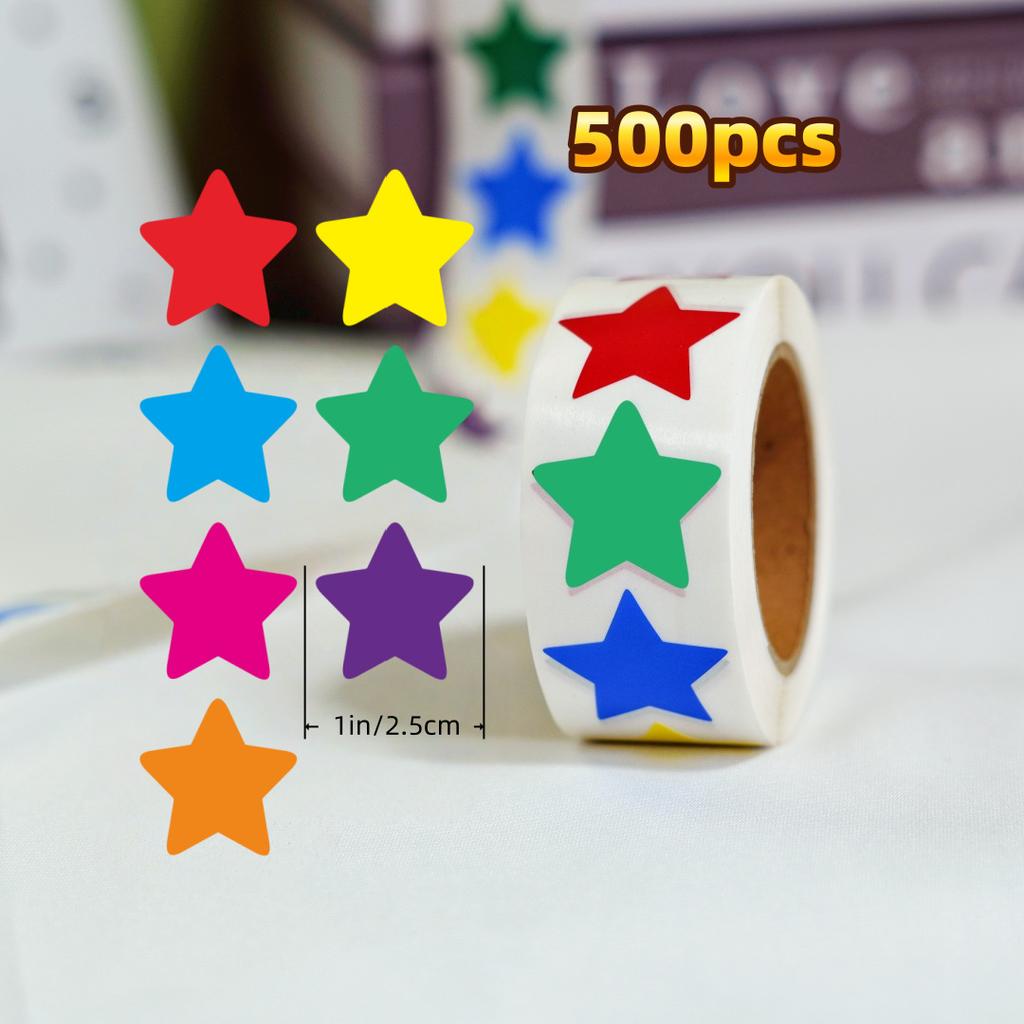 500Pcsroll Colorful Star Reward Sticker Fun Motivationsticker For School Teacher Student Stationery Stickers Kids