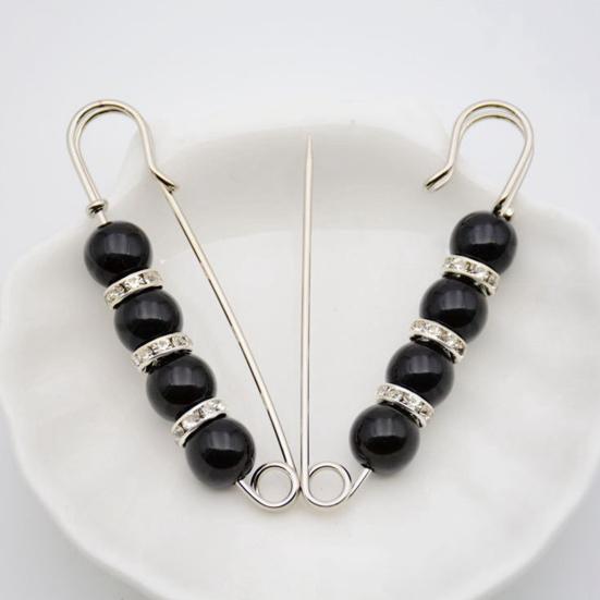 Flower Shape Anti-Exposure Women Brooch Pin Shining Rhinestone Faux Pearls Safety Pin Costume Accessories