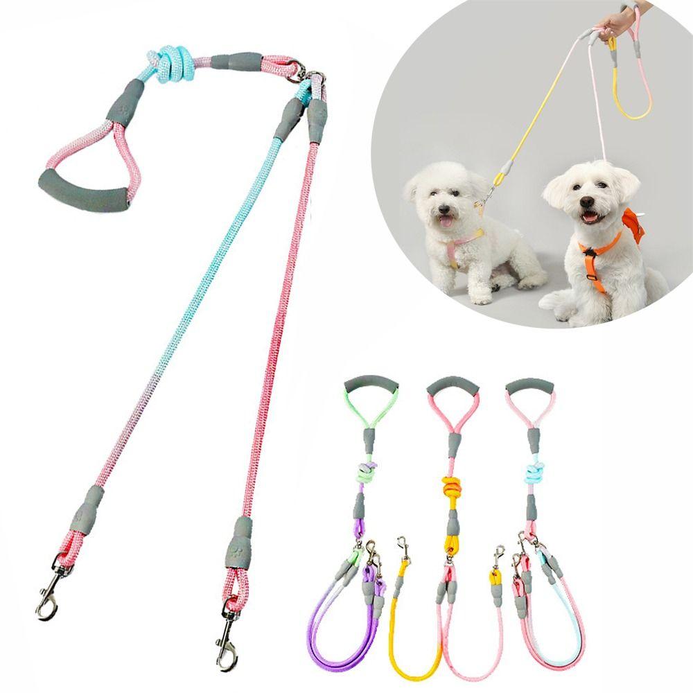 Gradient Color Dual Handle Lead 360° Swivel Dog Running Leash  Outdoor Activities