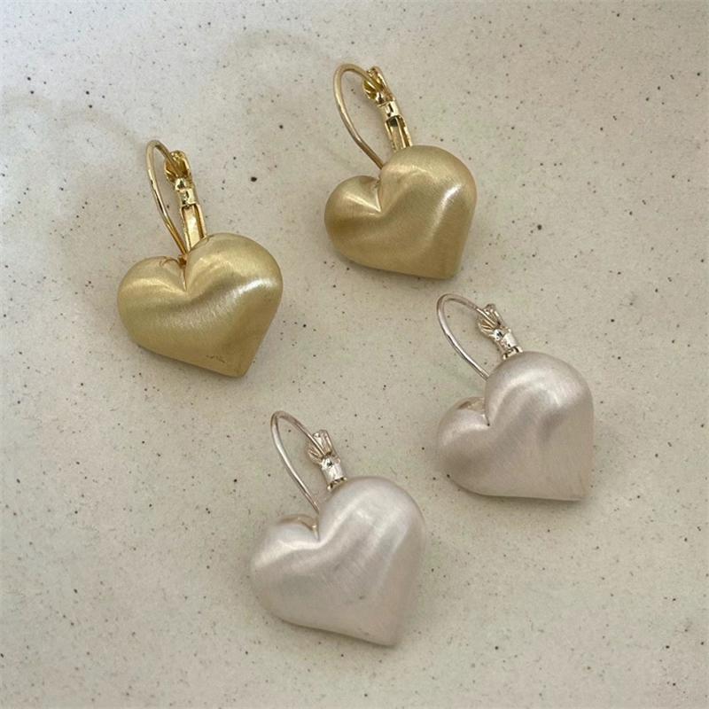 ANENJERY Серьги-кольца в форме сердца из матового стекла для женщин, нишевый дизайн, сладкий темперамент, украшения для вечеринок, подарки, свадьба