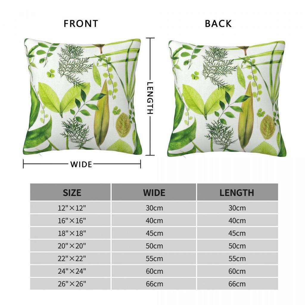 Foliage Botanical Square Pillowcase Polyester Linen Velvet Printed Zip Decor Pillow Case Bed Cushion Cover