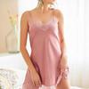 Женская шелковая ледяная слегка прозрачная юбка на подтяжках домашняя ночная рубашка кружевное искушение глубокий V-образный вырез домашняя одежда ночные рубашки