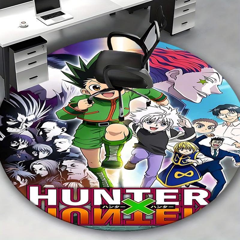 1 шт. Ковер с рисунком из аниме и мультфильма Hunter x Hunter, круглый, для коврика под офисное кресло, нескользящий коврик, подходит для домашнего декора, гостиной, спальни