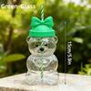Transparent Glass Cup with Straw 2025 Teddy Bear Glass Cup Cute Bear Straw Cup  Parties