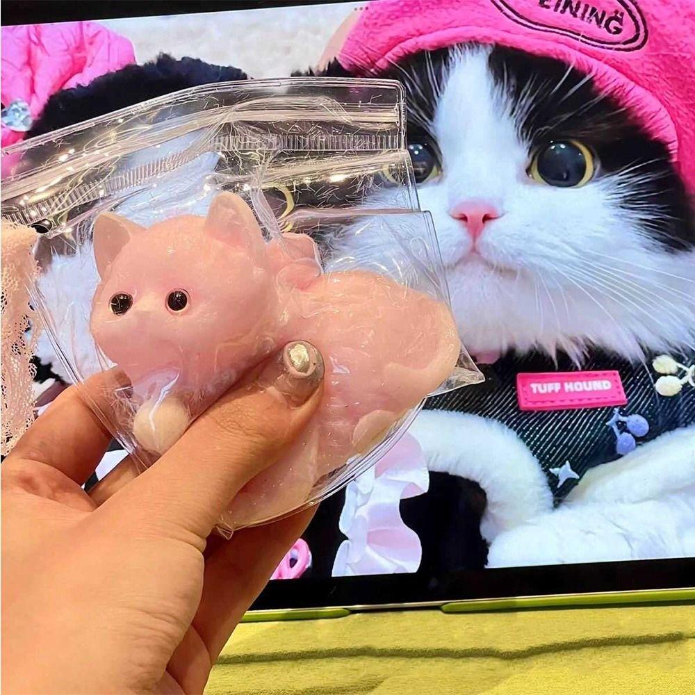 TPR Cat Squeeze Toy Plush Pinch Decompression Toy Interesting Cartoon Fidget Toy  Kids Tricky Doll