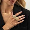 2Pcs/Set Trendy Geometric Adjustable Open Rings for Women Exaggerated Vintage Irregular Square Chunky Knuckle Ring Wedding Jewelry