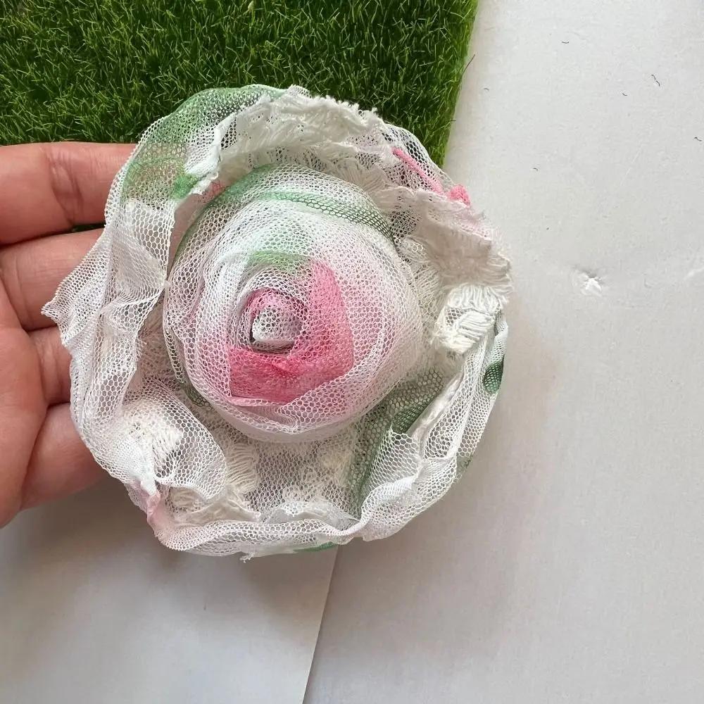 14 см 3D Органзовые Цветы DIY Шелковые Цветы Кружевные Аппликации Патчи Аксессуары для Свадебного Платья Градиентная Кружевная Отделка Швейные Аксессуары