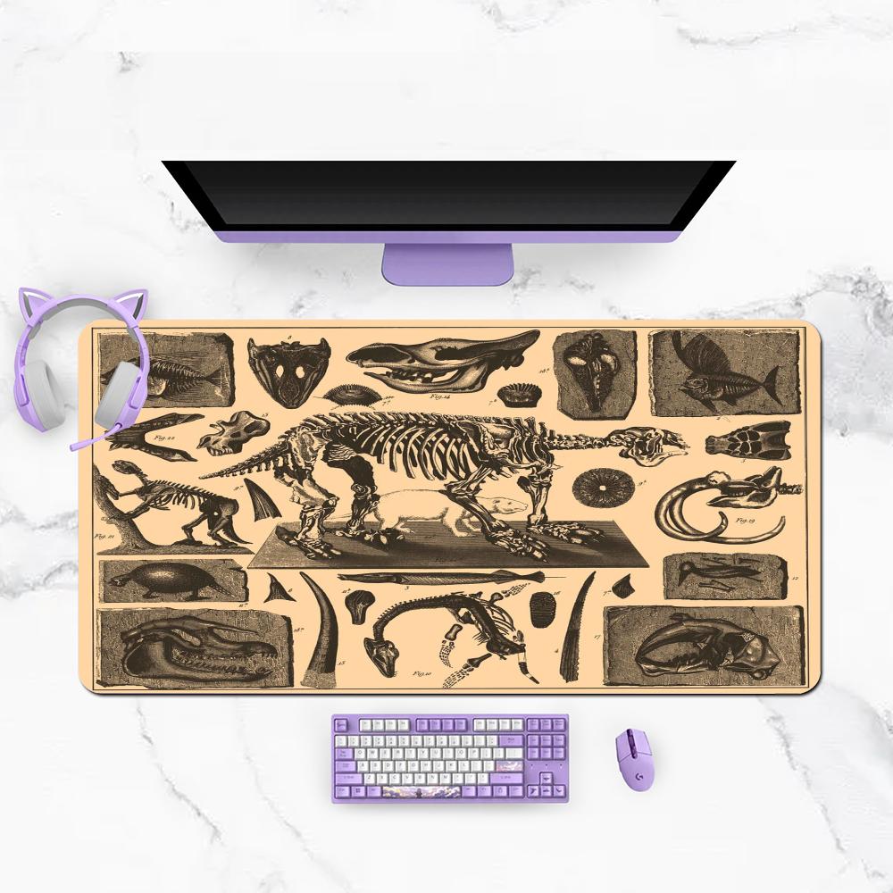 Dinosaur fossil skeleton design mousepad table mat playmat large size keyboard accessories laptop games bedroom mousepad