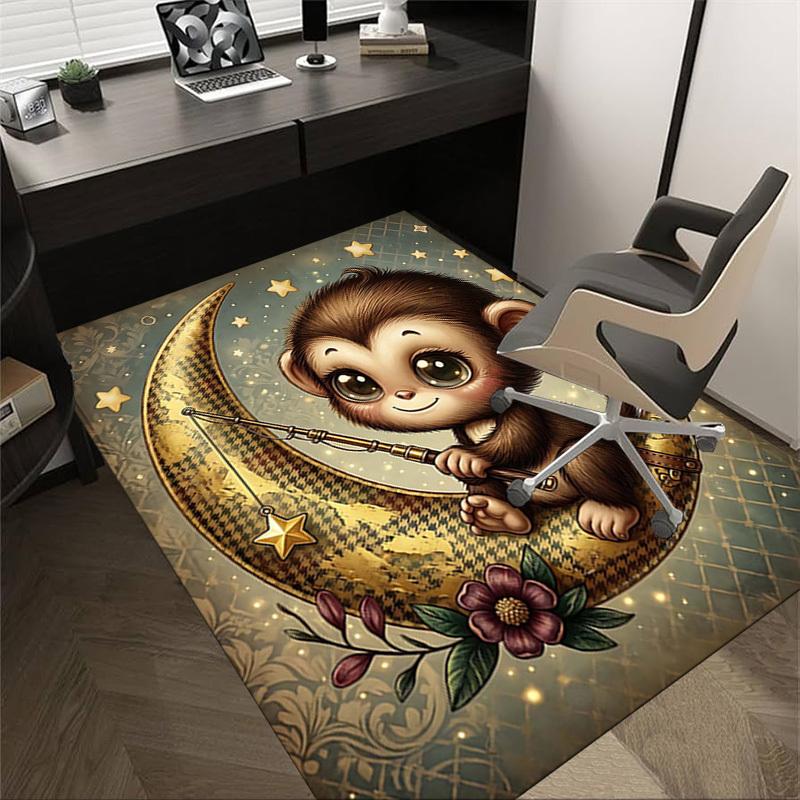 1PC Monkey Star Non-Slip Floor Carpet Compatible for Office&Living Room&Bedroom&Dining room - Soft & Pattern-G0394