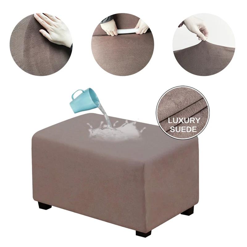 Waterproof Suede Velvet Stool Ottoman Cover Slipcover for Sofa Footstool Home Room Decor Step Stool Covers