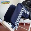 Мужские и женские свободные летние брюки y2k с полосками по бокам, мешковатые повседневные брюки, прямые брюки, спортивные брюки для бега, мужские корейские модные брюки