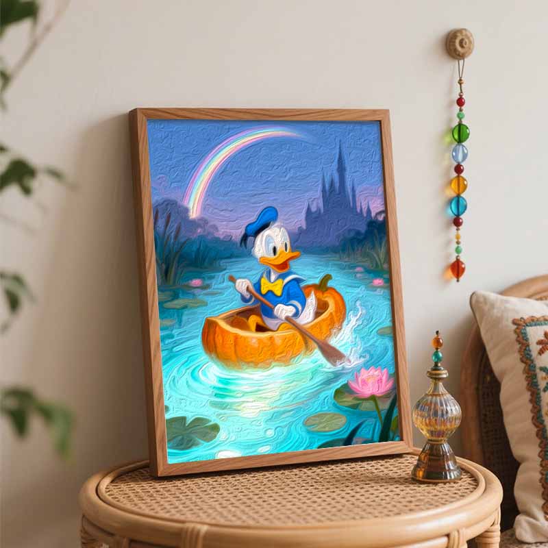 Disney Digital Oil Painting Art Kit Duck Boat Rainbow Castle Handmade Coloring Painting Home Decor