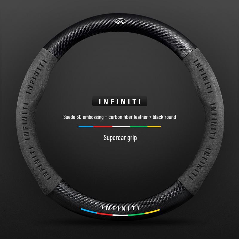 Infiniti Special Car Steering Wheel Cover - Genuine Leather, Suede, Carbon Fiber, Universal, Breathable, All-Season