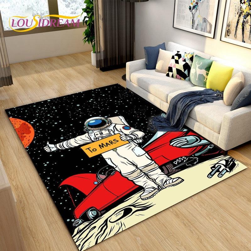 Коврик с рисунком астронавта в космосе, ковер для гостиной, украшение детской комнаты, мягкий нескользящий напольный коврик для детей