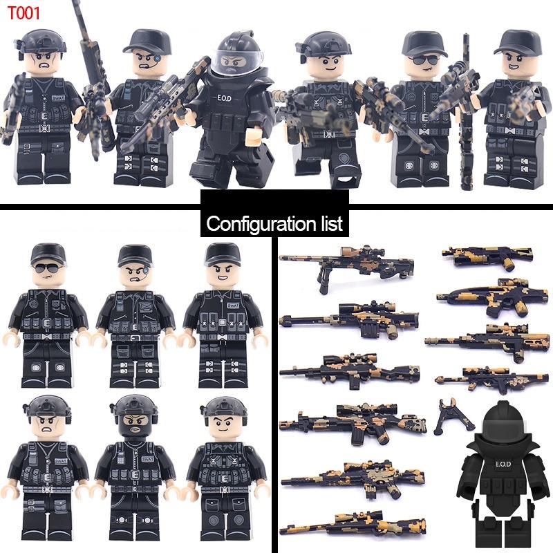 TopLovely Swat Team Военный армейский набор Военные аксессуары полиция Минифигурки Детали Строительные блоки Игрушки