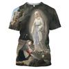 Летняя женская футболка с коротким рукавом, рубашка с круглым вырезом и 3D принтом, модный повседневный топ с рисунком Христа Иисуса Девы Марии
