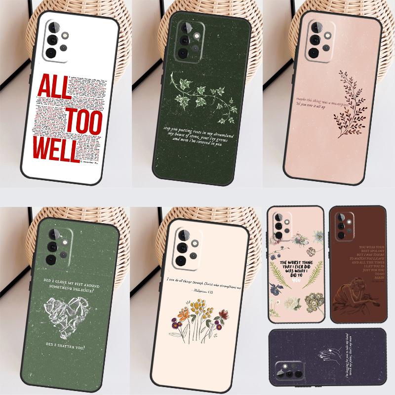 Чехол для телефона с текстом песни All Too Well для Samsung Galaxy A34 A54 A14 A13 A23 A33 A53 A73 A52 A42 A32 A22 A12 A51 A71