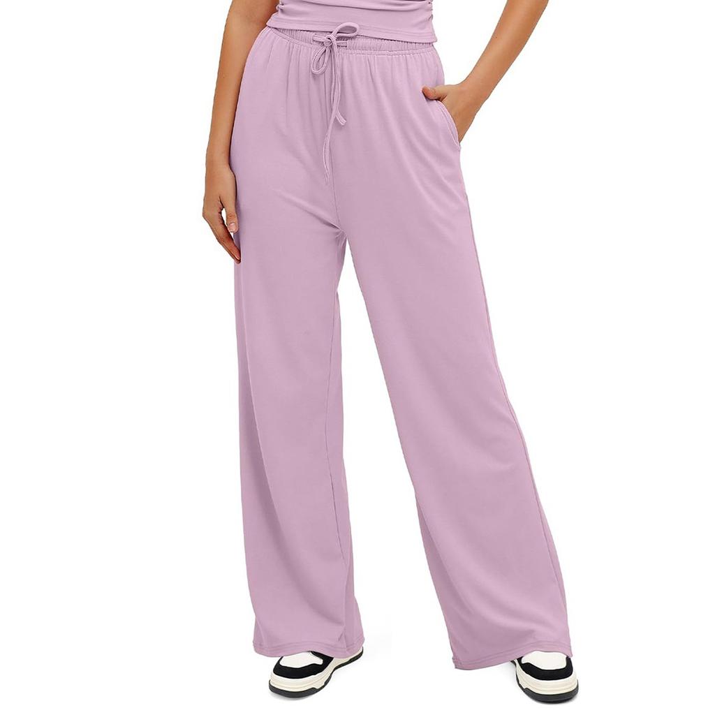 Женские прямые летние легкие брюки с косыми карманами и высокой талией