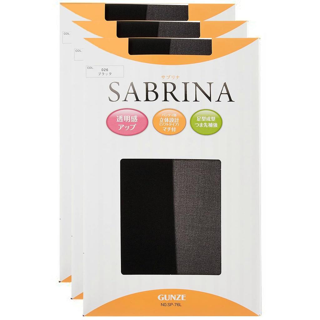 Gunze Sabrina Smooth Zokki PS Sizes Stockings, 3-Pair Set, SP76, Women's, Black, M-L