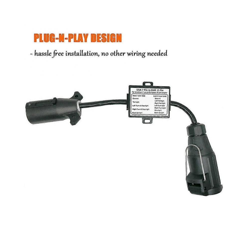 Usa To European Trailer Light Converter 7 Flat Socket (us Vehicle) To 13-pin Round Plug (eu Trailer S202412275146