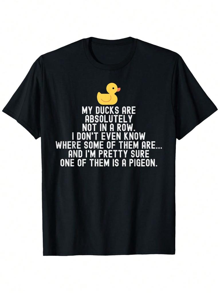 Funny My Ducks Arent in a Row Pigeon Graphic TShirt for Men Women Soft Cotton Regular Fit Round Neck Short Sleeve Casual