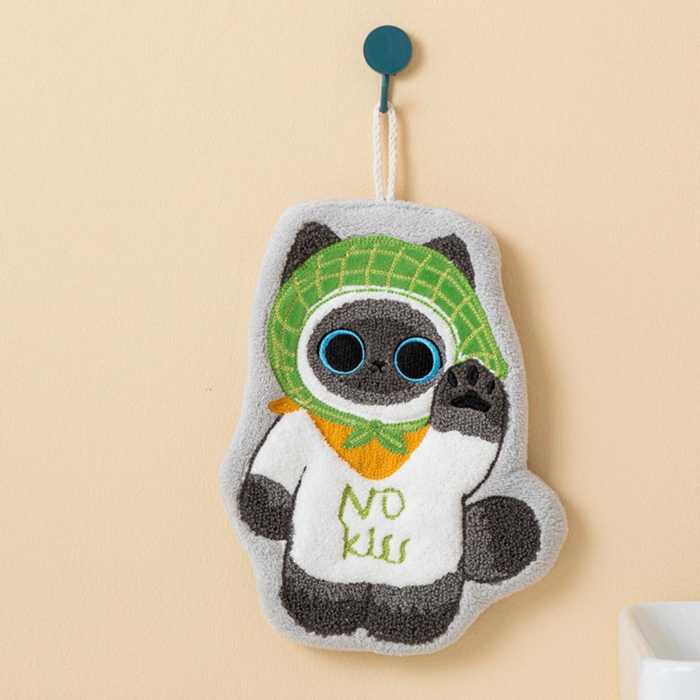 Soft Toilet Handkerchief Cute Cat Washcloth Cartoon Hand Towel  Kitchen