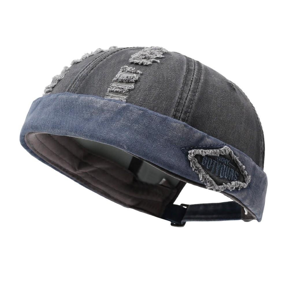 Broken Hole Melon Skin Hat Streetwear Skullcap Casual Hip Hop Cap Outdoor