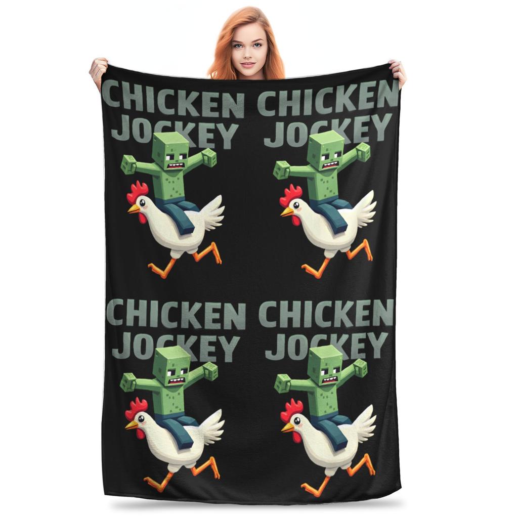 Флисовые пледы Chicken Jockey, Пледы для игры в зомби для кровати, автомобиля, Легкое тонкое одеяло для спальни,