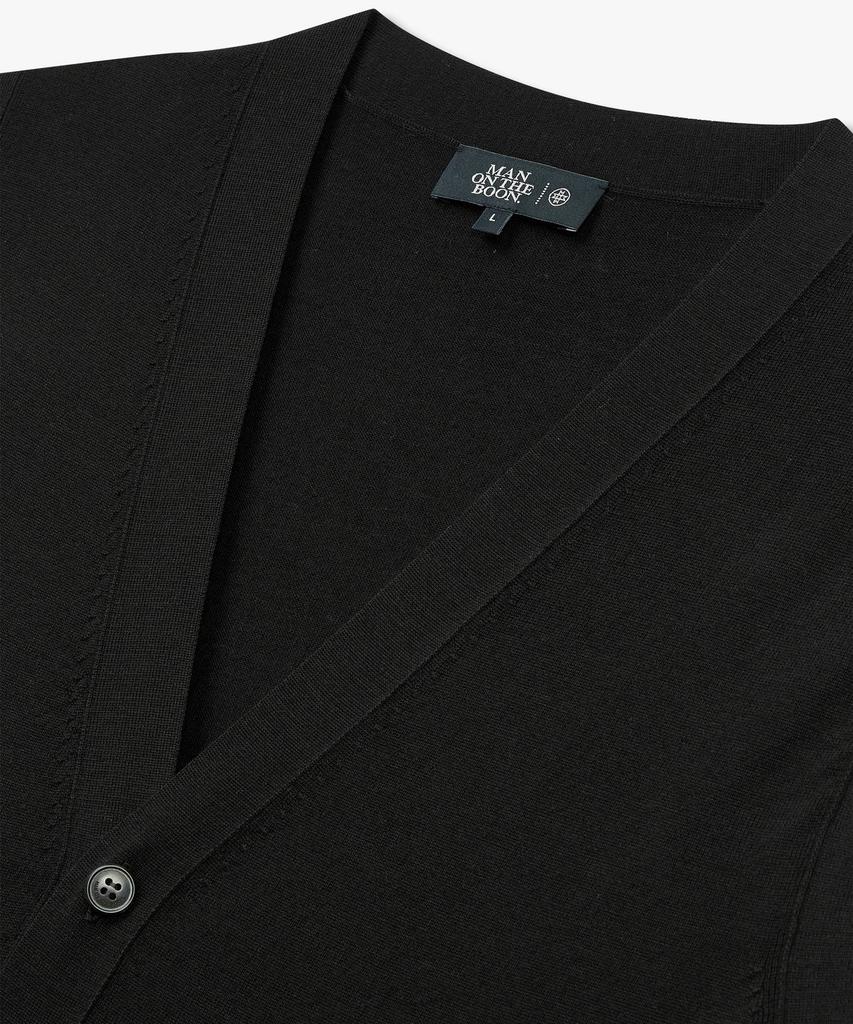 Мужской жилет Man On The Boon [Ткань Loro Piana] Вязаный шерстяной жилет с V-образным вырезом_Черный 4714113007