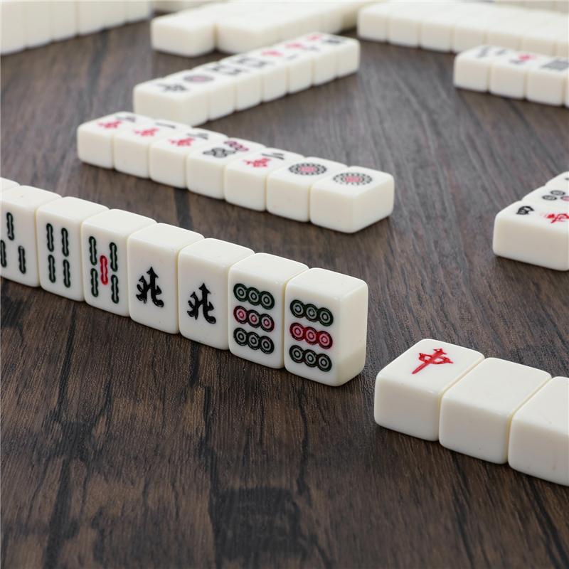 144 Tiles Mini Chinese Numbered Mahjong Set with Antique Storage Box Chinese Traditional Mahjong Family Tabletop Game Leisure