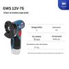 Bosch GWS 12V-76 Cordless Angle Grinder (Bare Tool) CN plug (adapter included)