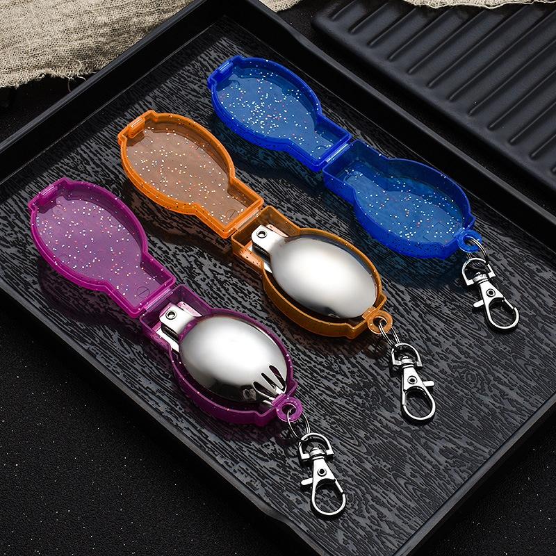 Карманная ложка из нержавеющей стали, складная вилка, портативная уличная столовые приборы для кемпинга, дорожная посуда, вилка для пикника и пешего туризма, ложка YSX